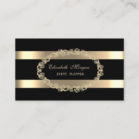 Eleganter, moderner, schwarzer, goldgestreifter Ra Visitenkarte (Vorderseite)