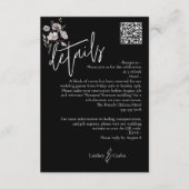 Eleganter moderner schwarzer Hochzeitsstichtag QR- Begleitkarte (Vorderseite)