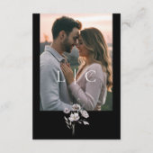 Eleganter moderner schwarzer Hochzeitsstichtag QR- Begleitkarte (Rückseite)