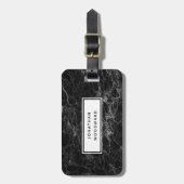 Eleganter, moderner schwarzer Marmor Personalisier Gepäckanhänger (Vorderseite vertikal)