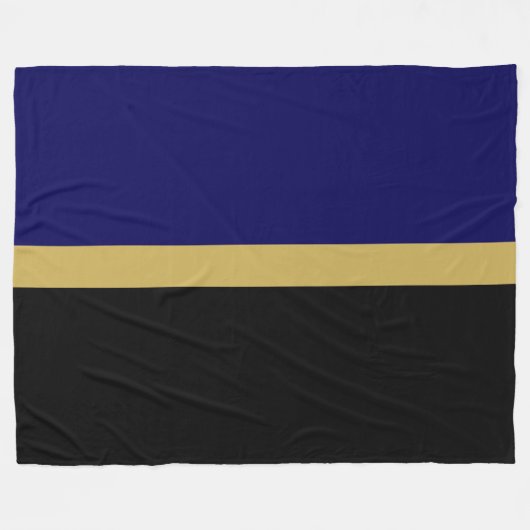 Eleganter moderner schwarzer Navy Blauer Farbblock Fleecedecke (Vorderseite (Horizontal))