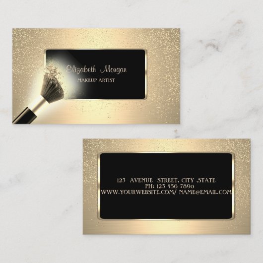 Eleganter moderner, schwarzer Rahmen, Konfetti, Ma Visitenkarte (Vorne/Hinten)