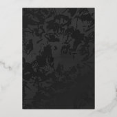 Eleganter, moderner Schwarzer Silberstreifen Folieneinladung (Rückseite)