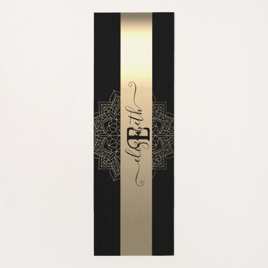 Eleganter, moderner Schwarzer Streifen Yogamatte (Rückseite)