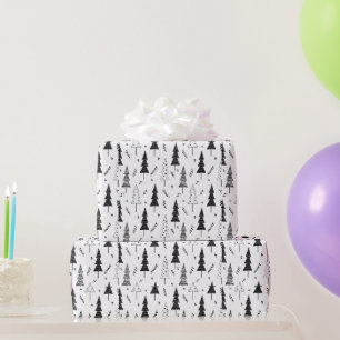 Eleganter moderner schwarzer und weißer Weihnachts Geschenkpapier