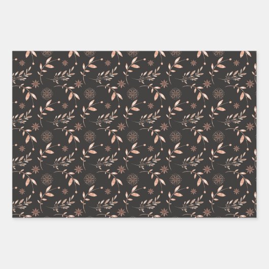 Eleganter moderner Schwarzer Winter oder Urlaub Bo Geschenkpapier Set (Vorderseite 2)