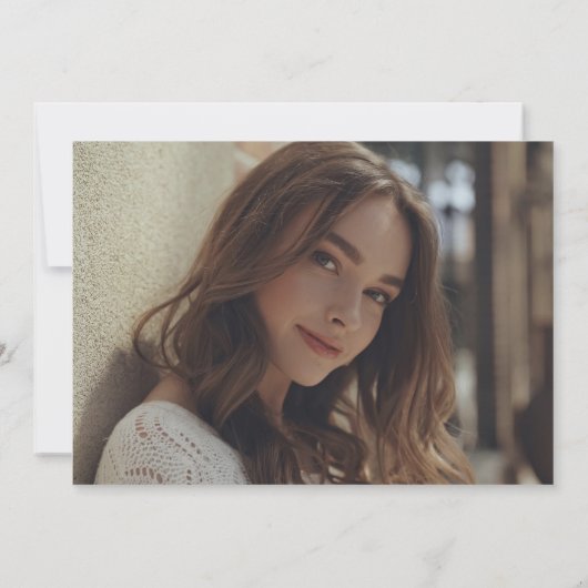 Eleganter, moderner Script Black Gold Foto Abschlu Ankündigung (Rückseite)