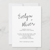 Eleganter moderner Script Calligraphy QR Code Wedd Einladung (Vorderseite)