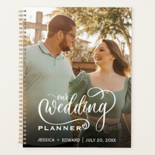 Eleganter moderner Script Foto Chic Wedding Organi Planer