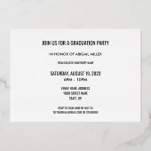 Eleganter moderner Script Graduate Abschluss Folieneinladung (Rückseite)