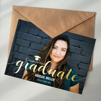 Eleganter moderner Script Graduate Abschluss Folieneinladung