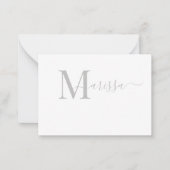 Eleganter, moderner Script-Graue Monogram-Name Mitteilungskarte (Vorderseite)