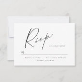 Eleganter moderner Script minimalistischer Hochzei RSVP Karte (Vorderseite)
