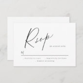 Eleganter moderner Script minimalistischer Hochzei RSVP Karte (Vorne/Hinten)