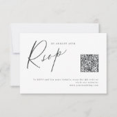 Eleganter moderner Script minimalistischer QR-Code RSVP Karte (Vorderseite)