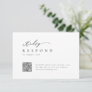 Eleganter moderner Script minimalistischer QR-Code RSVP Karte