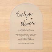Eleganter, moderner Script QR Code Arch geformt Ho Acryleinladungen (Vorderseite)