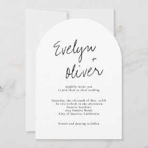 Eleganter, moderner Script QR Code Arch geformt Ho Einladung