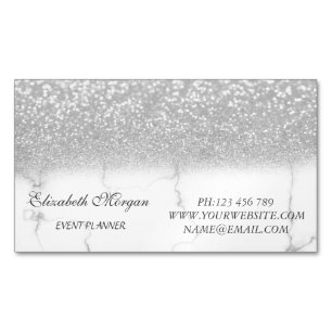 Eleganter moderner Silber-Glitter-Marmor Magnetische Visitenkarte