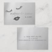 Eleganter, moderner Silber-Glitzer Lippen, Lashes Visitenkarte (Vorne/Hinten)