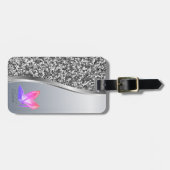 Eleganter, moderner Silber-Glitzer, metallisch, ho Gepäckanhänger (Vorderseite horizontal)