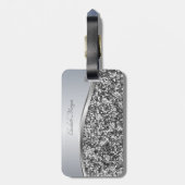 Eleganter, moderner Silber-Glitzer, metallisch, ho Gepäckanhänger (Rückseite vertikal)
