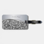 Eleganter, moderner Silber-Glitzer, metallisch, ho Gepäckanhänger (Rückseite horizontal)
