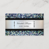 Eleganter moderner Silber-Rahmen, Schwarzer Streif Visitenkarte (Vorderseite)