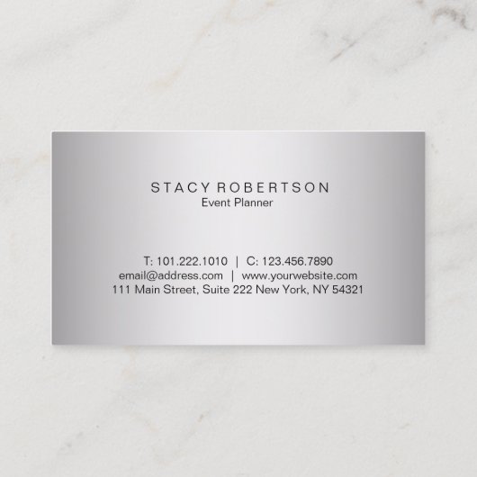 Eleganter moderner Silber- u. Visitenkarte (Rückseite)