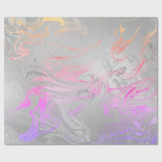 Eleganter, moderner silberfarbener Marmor und Glit Geschenkpapier (Flach)