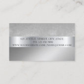 Eleganter, moderner, silberfarbener Streifen Visitenkarte (Rückseite)
