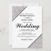 Eleganter moderner silberner Glitzer auf weißem Hi Einladung (Vorderseite)