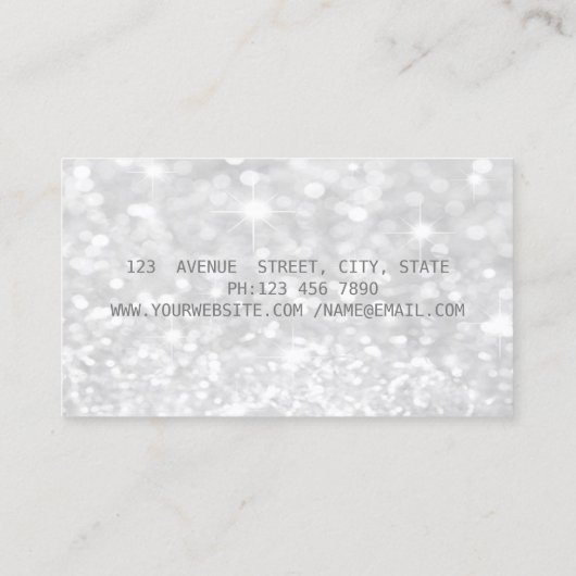 Eleganter Moderner Silberner Glitzer Bokeh Visitenkarte (Rückseite)