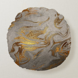 Eleganter, moderner silberner Marmor Rundes Kissen