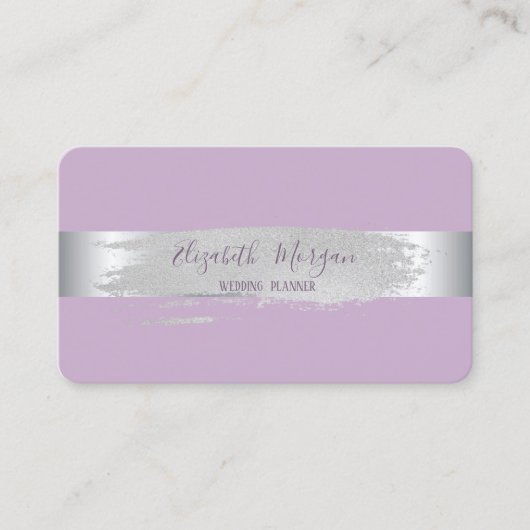 Eleganter, moderner Silberstreifen, Pinselstrich Visitenkarte (Vorderseite)