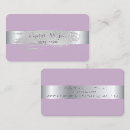 Eleganter, moderner Silberstreifen, Pinselstrich Visitenkarte (Vorne/Hinten)