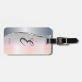 Eleganter moderner Silver Glitzer Bokeh , Monogram Gepäckanhänger (Vorderseite horizontal)