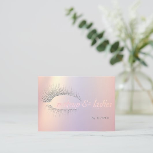 Eleganter, moderner Silver Glitzer Lashes Visitenkarte (Stehend Vorderseite)