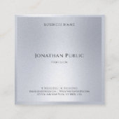 Eleganter, moderner Silver Look Template Glamour T Quadratische Visitenkarte (Rückseite)