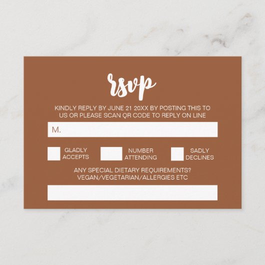 Eleganter moderner Simple Boho Wedding QR Code UAW Begleitkarte (Vorderseite)