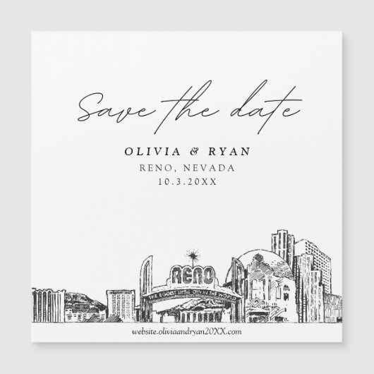 Eleganter moderner Skriptreno Speichern Sie das Da Magnetkarte (Vorderseite)