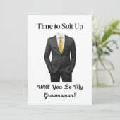 eleganter, moderner Smoking-Trauzeuge-Vorschlag Einladung (Stehend Vorderseite)