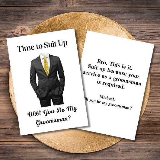 eleganter, moderner Smoking-Trauzeuge-Vorschlag Einladung