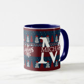 Eleganter Moderner Snowman Monogram Weihnachtsfest Tasse (VorderseiteRechts)