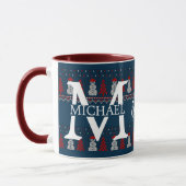 Eleganter Moderner Snowman Monogram Weihnachtsfest Tasse (Links)