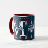 Eleganter Moderner Snowman Monogram Weihnachtsfest Tasse (Vorderseite Links)