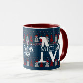 Eleganter Moderner Snowman Monogram Weihnachtsfest Tasse (VorderseiteRechts)
