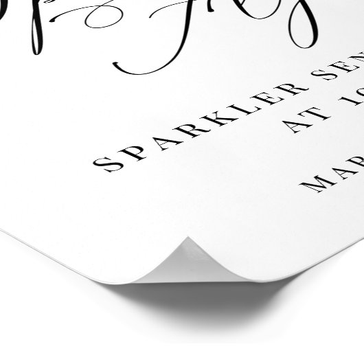 Eleganter moderner Sparkler abschicken Hochzeitsze Poster (Ecke)