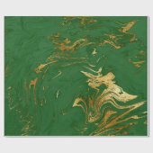 Eleganter moderner Stil aus Gold und grünem Marmor Geschenkpapier (Flach)