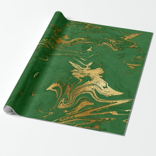 Eleganter moderner Stil aus Gold und grünem Marmor Geschenkpapier (Ungerollt)